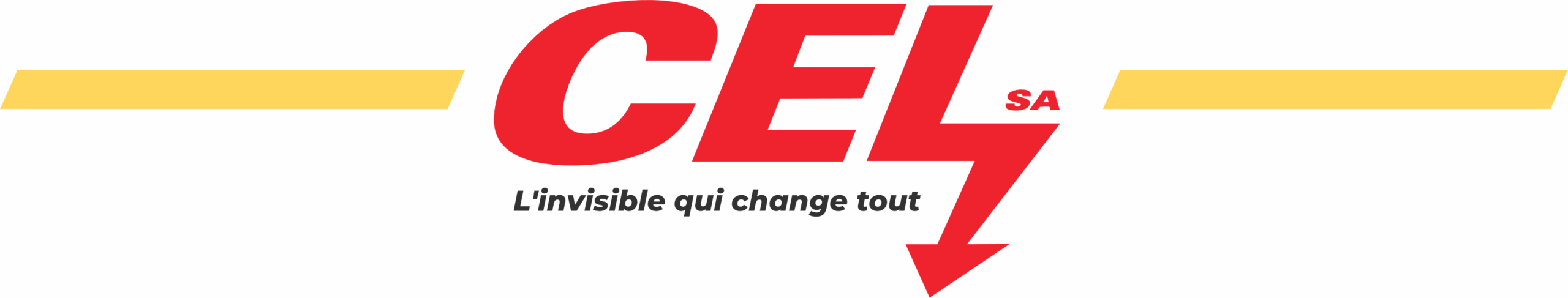 Logo principal de CEL SA avec le slogan "L'invisible qui change tout".